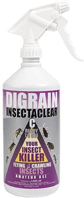 Digrain Insectaclear C+ Moths, Ants, Bedbugs, Cockroaches, Fleas, Flies, Wasp, Mosquitoes, Spider Killing Spray Ready to use - 1 Litre - Moth Control